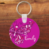 Botervliegers paarse roze naam sleutelhanger (Voorkant)