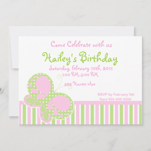 Botervliegers Stippen Birthday Uitnodiging 3 (Voorkant)
