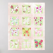 Botervliegers Waterverf Flowers Collage Poster (Voorkant)