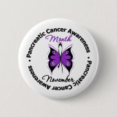 Botervlieglint - Pancreaskankermaand Ronde Button 5,7 Cm (Voorkant)