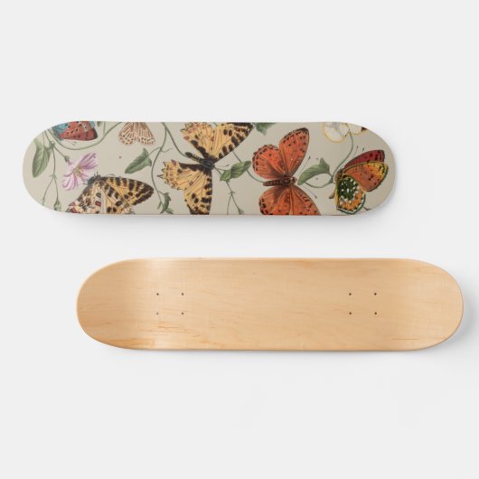 Botervliegmot Natuur Tekening antiek waterverf Persoonlijk Skateboard (Horizontaal)