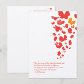 Botervliegnotiecard in roze, Oranje en rood Notitiekaartje (Voorkant / Achterkant)