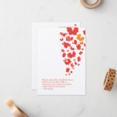 Botervliegnotiecard in roze, Oranje en rood Notitiekaartje (Voorkant / Achterkant in situ)