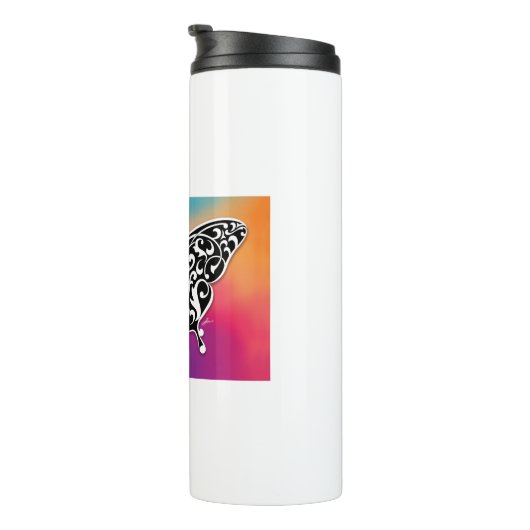 Botervliegontwerp met zonneschijnkleuren thermosbeker (Geroteerd rechts)