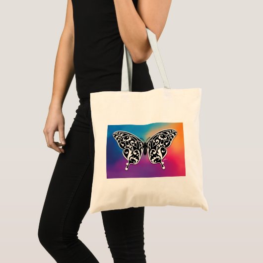 Botervliegontwerp met zonneschijnkleuren tote bag (Voorkant (product))