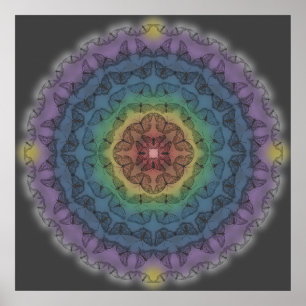 Botervliegregel Mandala over regenboog 1 Poster