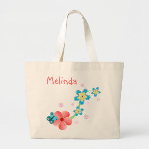 Botervliegroze blauwe Floral Grote Canvas tas