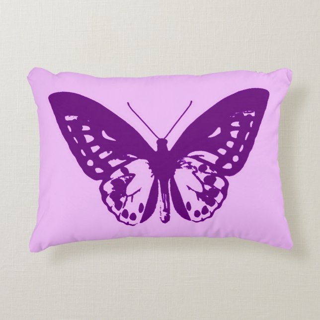 Botervliegschets, orchidee en amethyst paars decoratief kussen (Voorkant)