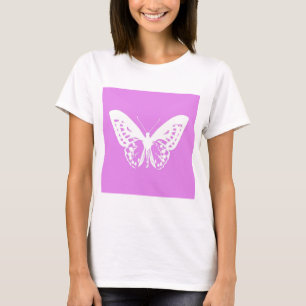 Botervliegschets, orchidee en wit t-shirt