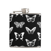 Botervliegschets, wit en zwart heupfles (Voorkant)