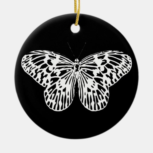 Botervliegschets, wit en zwart keramisch ornament (Voorkant)