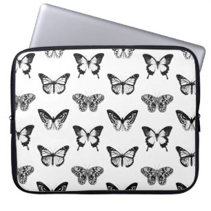 Botervliegschets, wit en zwart laptop sleeve