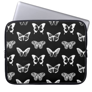 Botervliegschets, wit en zwart laptop sleeve