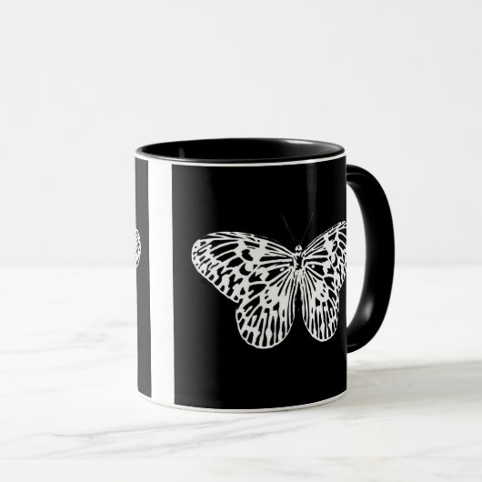 Botervliegschets, wit en zwart mok (Voorkant rechts)