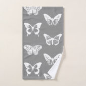 Botervliegschets, zilvergrijs en wit bad handdoek (Handdoek)