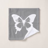 Botervliegschets, zilvergrijs en wit bad handdoek (Wasdoekje)