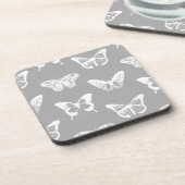 Botervliegschets, zilvergrijs en wit drankjes onderzetter (Linkerzijde)