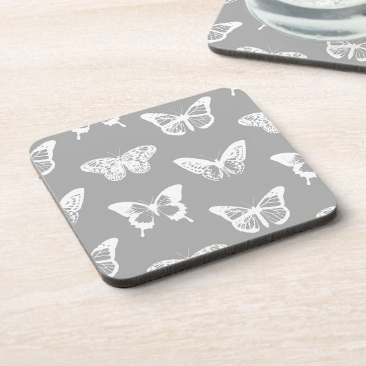 Botervliegschets, zilvergrijs en wit drankjes onderzetter (Linkerzijde)