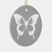 Botervliegschets, zilvergrijs en wit keramisch ornament (Rechts)