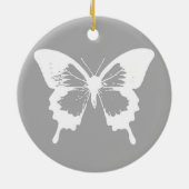 Botervliegschets, zilvergrijs en wit keramisch ornament (Achterkant)