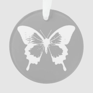 Botervliegschets, zilvergrijs en wit ornament