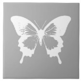 Botervliegschets, zilvergrijs en wit tegeltje (Voorkant)