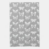 Botervliegschets, zilvergrijs en wit theedoek (Verticaal)