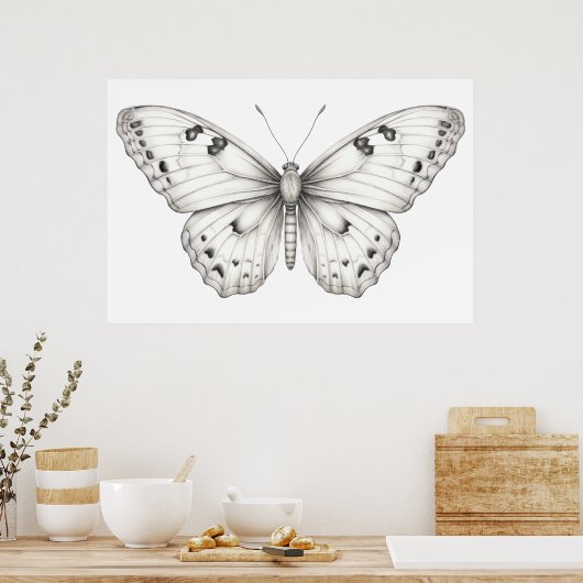 Botervliegtekening Poster (Keuken)