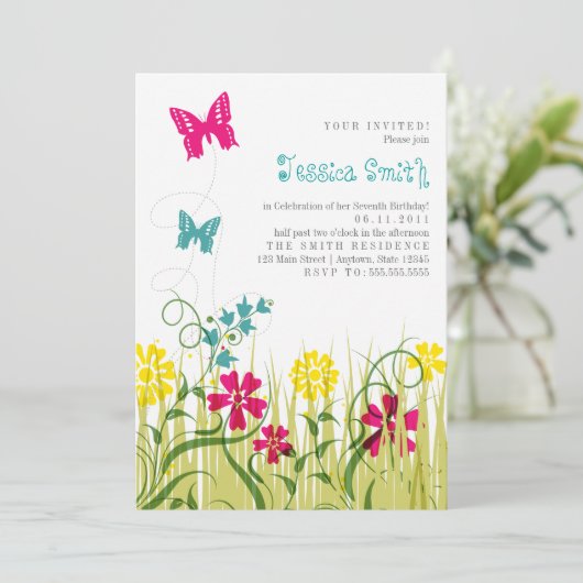 Botervliegtuin in heldere kleuren kaart (Staand voorkant)