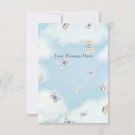 Botervliegzwerm in Dreamweaver Blue Sky Custom Bedankkaart (Achterkant)