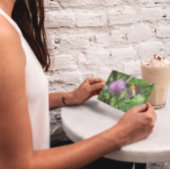 Botervliesbedekking met paarse dichting briefkaart