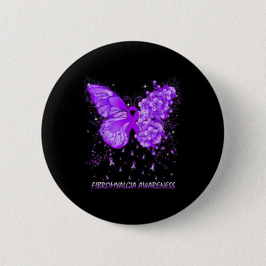Botervliesfibromyalgie Bewustheid Ribbon Ronde Button 5,7 Cm (Voorkant)