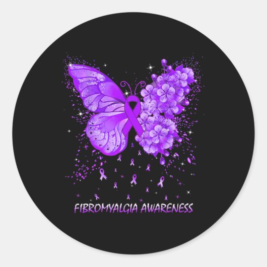 Botervliesfibromyalgie Bewustheid Ribbon Ronde Sticker (Voorkant)