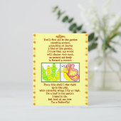 Botervliesgedicht van caterpaal briefkaart (Staand voorkant)