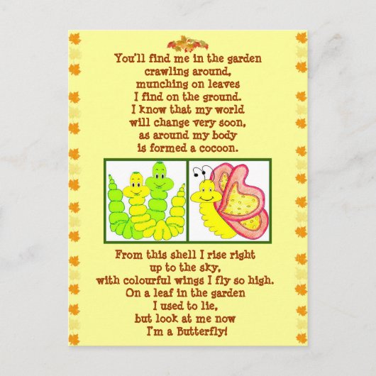 Botervliesgedicht van caterpaal briefkaart (Voorkant)