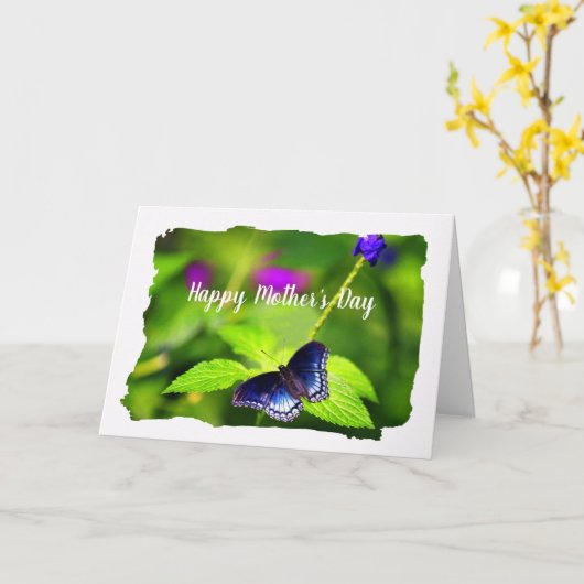 Botervliesgevlekte Paarse Moederdag Kaart (Gele Bloem)