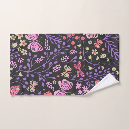 Botervlieskleurig en bloemen Roos schattig Handdoek (Handdoek)