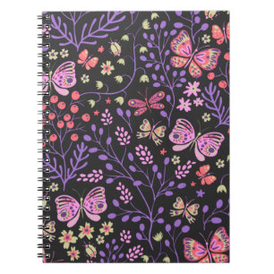 Botervlieskleurig en bloemen Roos schattig Notitieboek