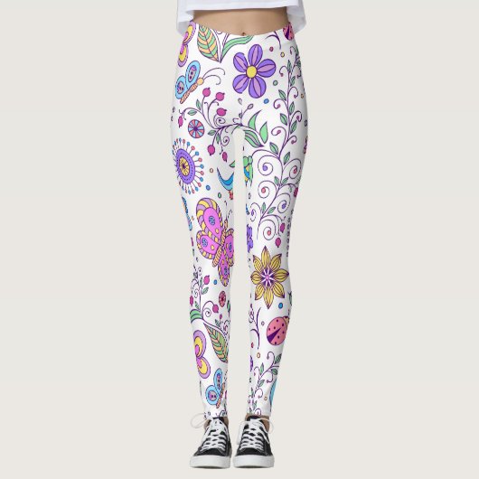 Botervlieskleurig en bloemkool leggings (Voorkant)