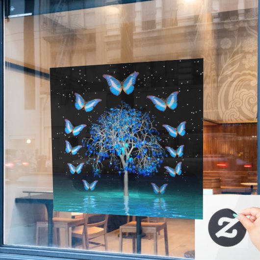 Botervlieskristalboom Raamsticker (Cafe Raam)