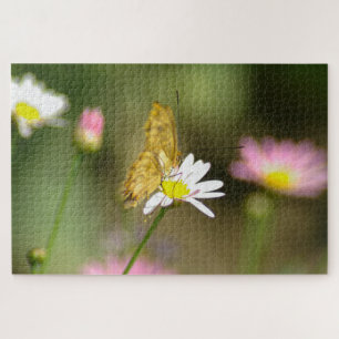 Botervliesroze en geel Floral Legpuzzel