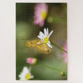 Botervliesroze en geel Floral Legpuzzel (Verticaal)