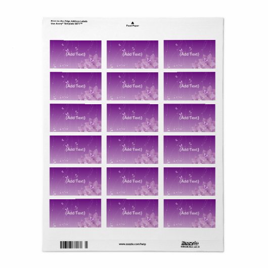 Botervliezen en paarse bloemen etiket (Full Sheet)