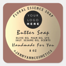 Boterzeep Cosmetica Handgemaakt Roos Goud Logo Vierkante Sticker