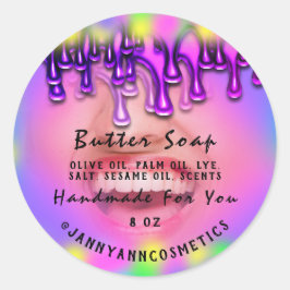 Boterzeep Cosmetica Handgemaakte Holograaf Glimlac Ronde Sticker