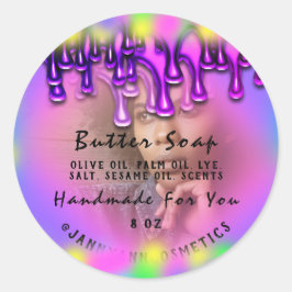 Boterzeep Cosmetica Handgemaakte Holograf Foto Ronde Sticker