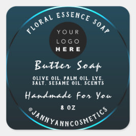 Boterzeep Cosmetica Handgemaakte Logo Blauwgroen B Vierkante Sticker