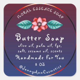Boterzeep Cosmetica Handgemaakte Logo Bourgogne Na Vierkante Sticker