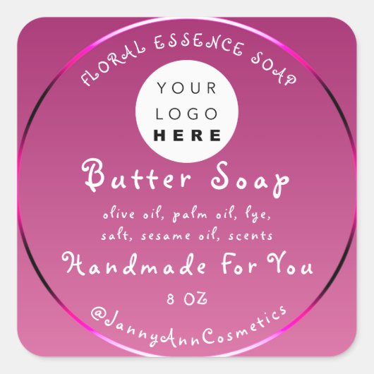 Boterzeep Cosmetica Handgemaakte Logo Scrub Vierkante Sticker (Voorkant)