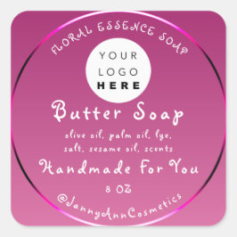 Boterzeep Cosmetica Handgemaakte Logo Scrub Vierkante Sticker